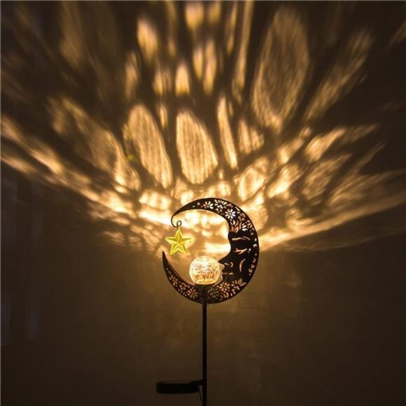 Solar Lights Outdoor Decor Moon Lantern for Patio,Lawn or Pathway Moon - Picture 2 of 7